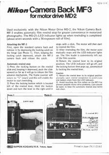 Nikon MF 3 manual. Camera Instructions.